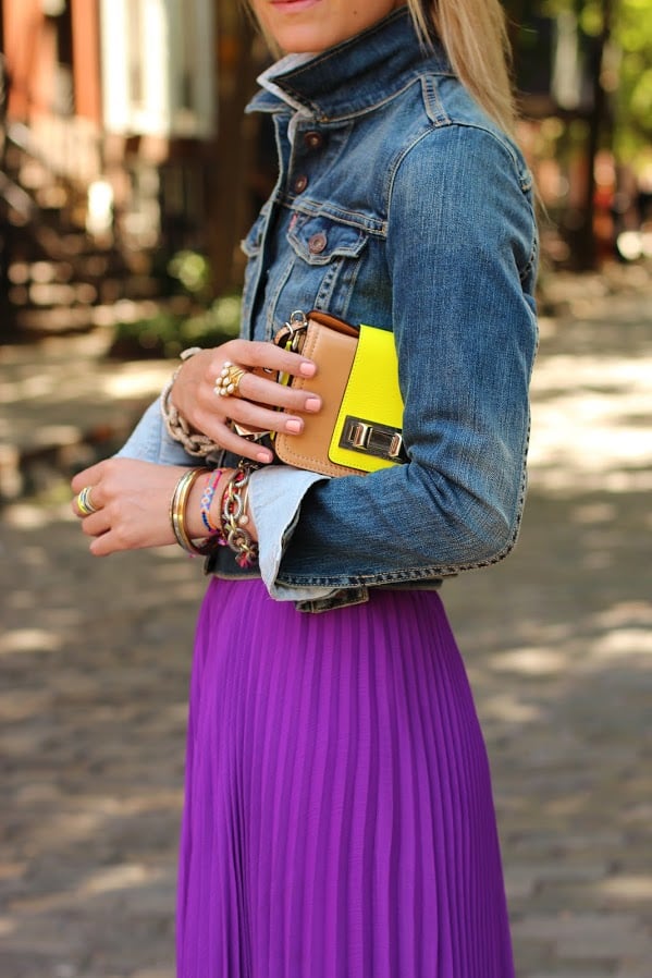 atlantic pacific maxi skirt purple denim jacket 