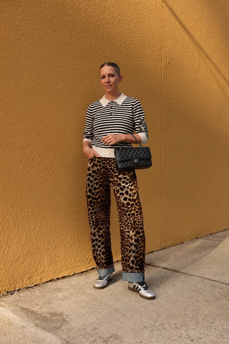 Fashionable outfit featuring Leo stripes