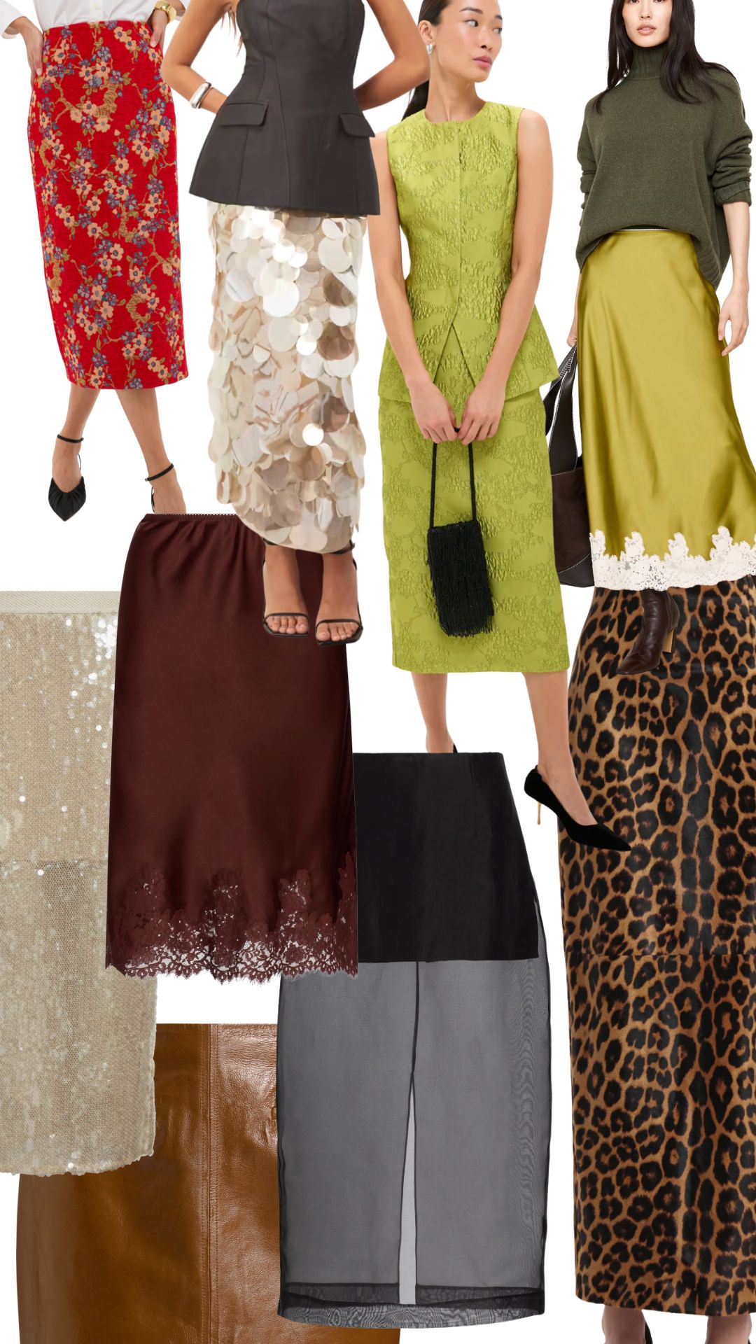 favorite skirts fall 2025, sheer pencil skirt, tuckernuck printed skirt, lace and satin skirt style