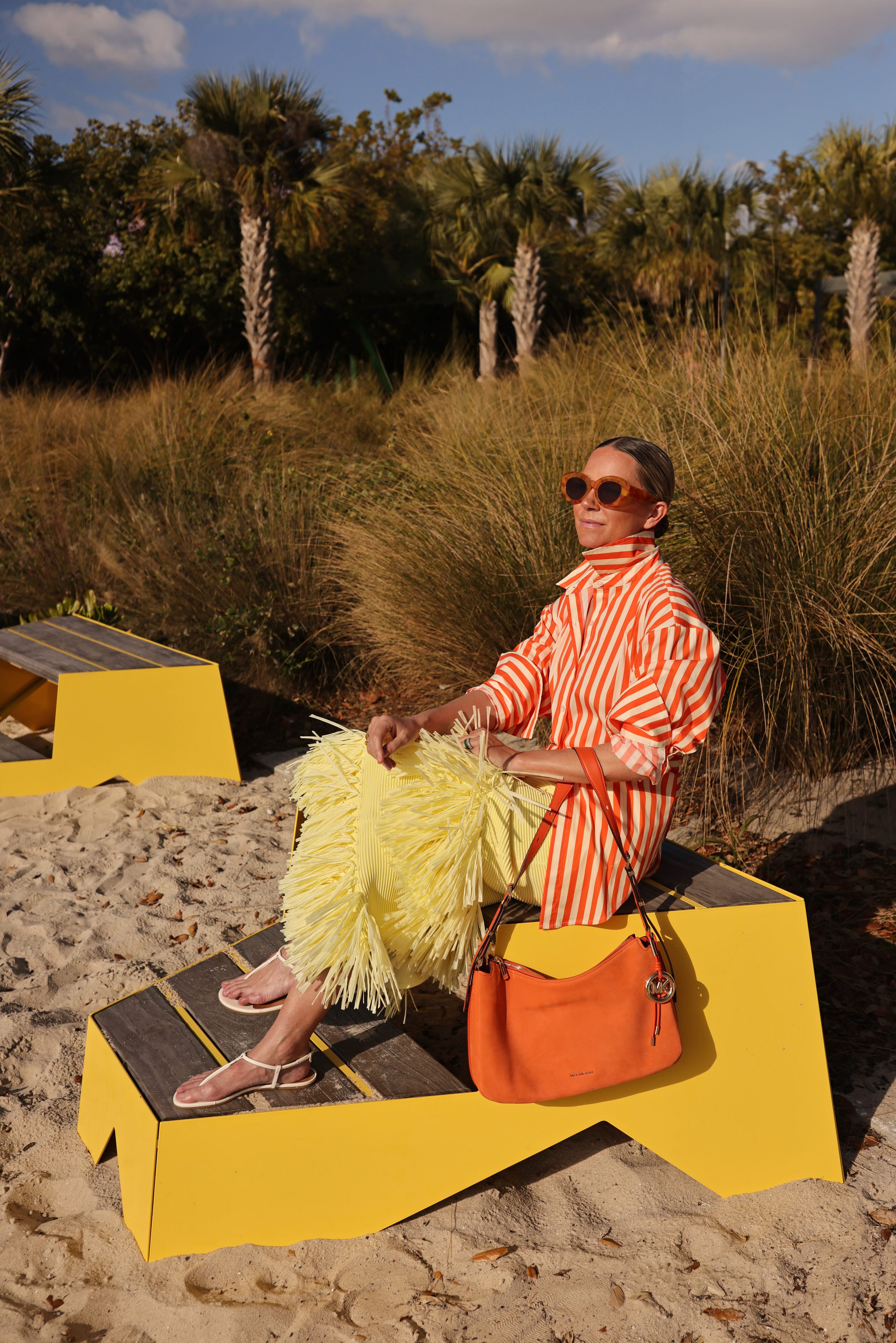 orange nolita bag, raffia, simon miller